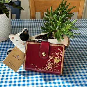 Patricia Nash Baroque Stitching Chiara Ruby Red Wallet NWT $99